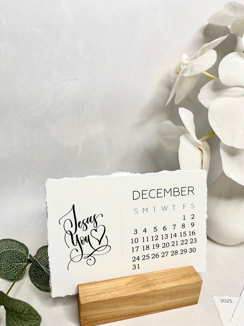 Desk Calendar With Wood Stand Desk Calendar 2024 Christian Etsy