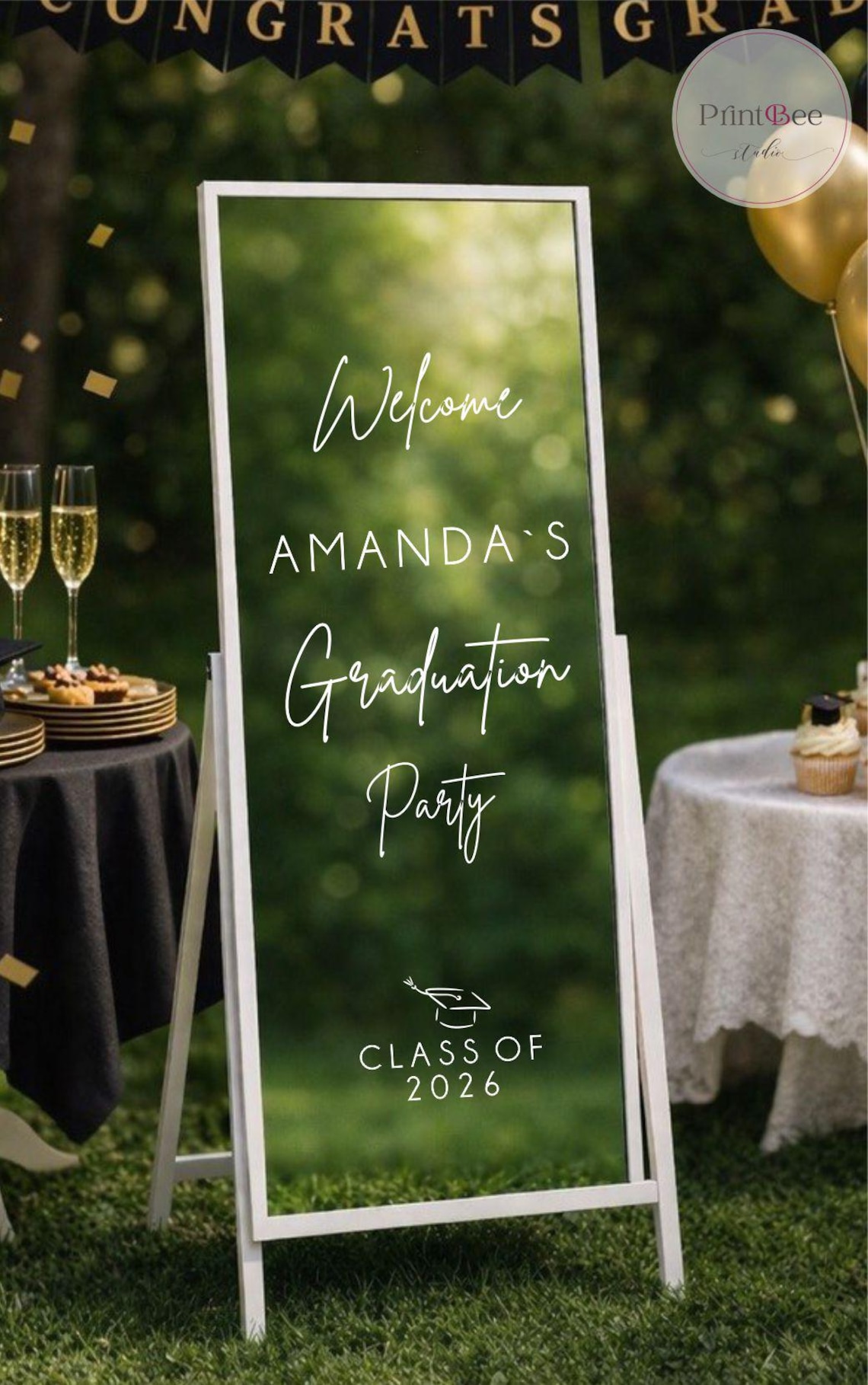 Custom Graduation Mirror Decal, Welcome Sign for Graduation Party ...