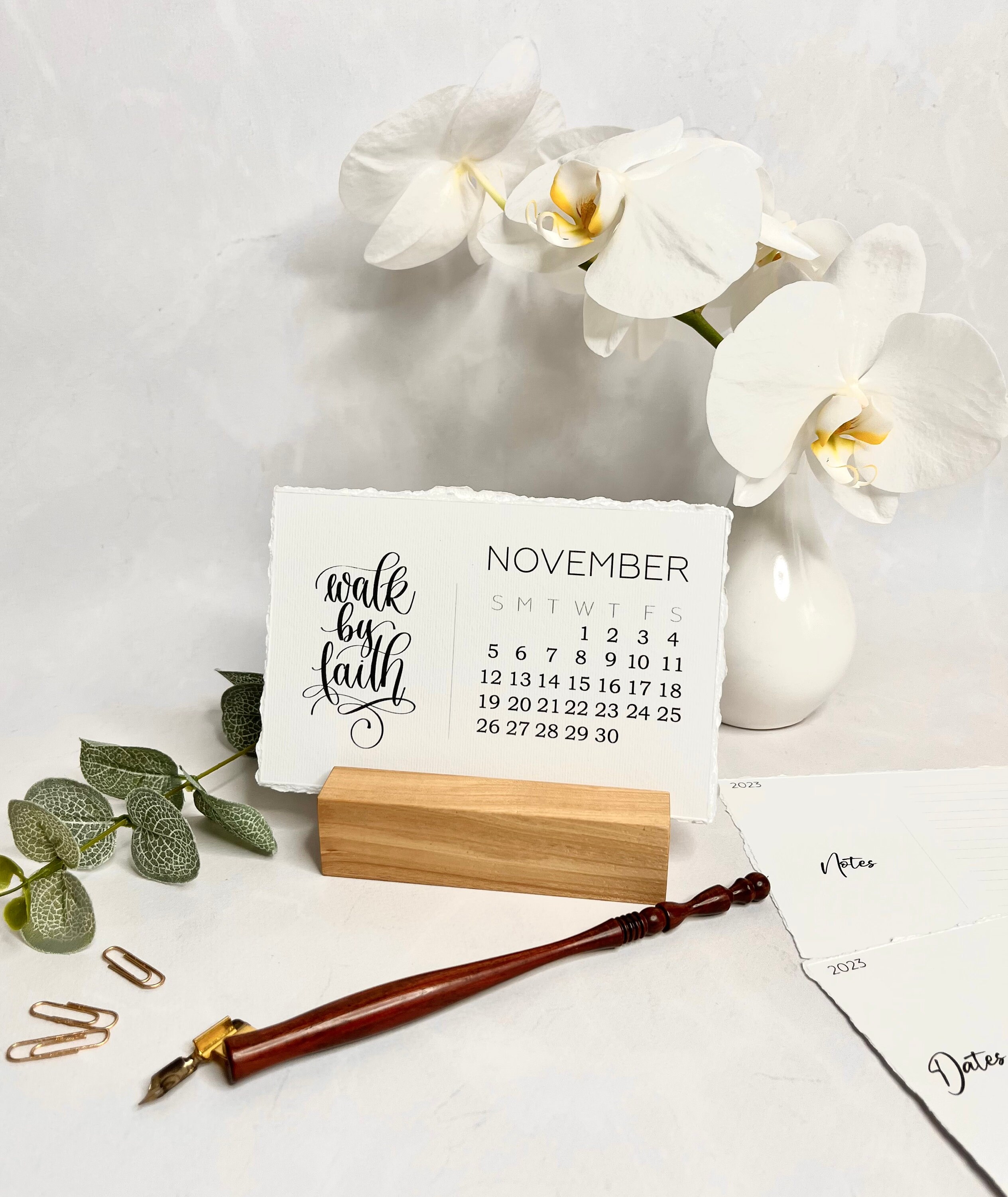 Desk Calendar With Wood Stand Desk Calendar 2024 Christian Etsy