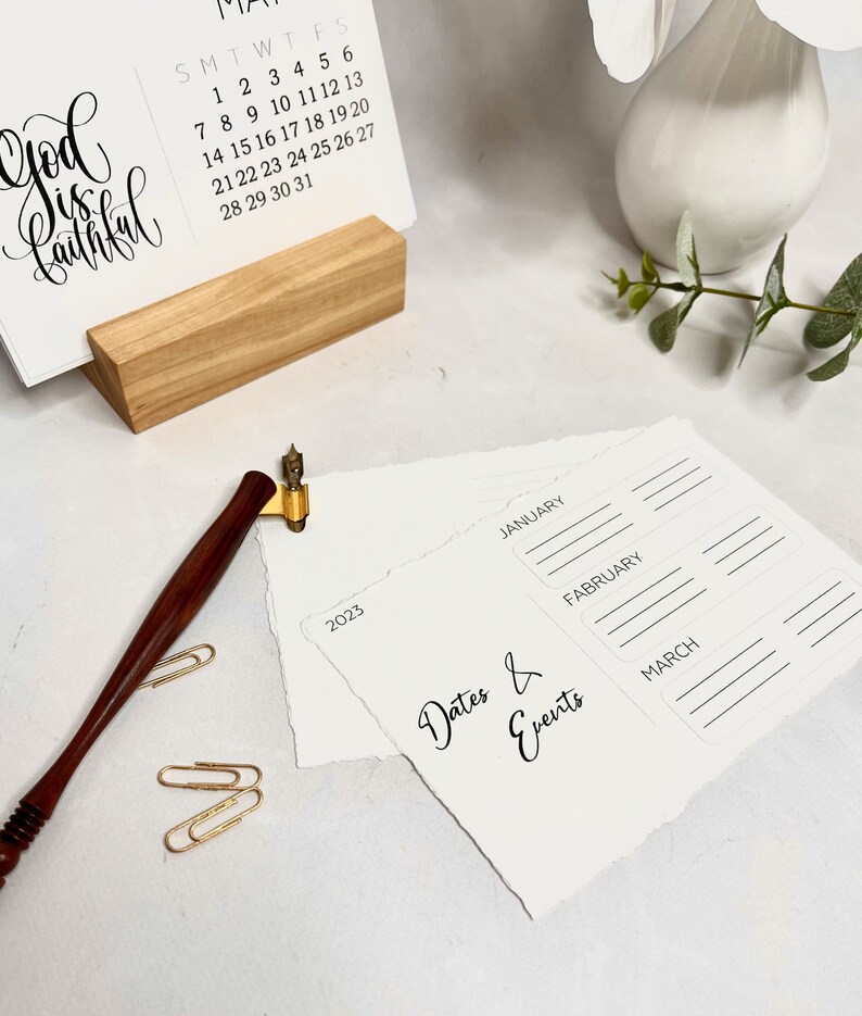 Desk Calendar With Wood Stand Desk Calendar 2024 Christian Etsy