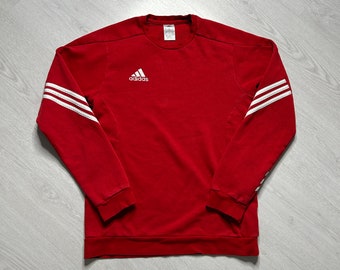 Adidas (M) Sweat-shirt Y2K homme rouge/blanc pull à col rond vintage - années 80 90 00