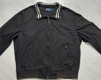 Ralph Lauren (XL) Veste bomber vintage homme Y2K noir - années 80 90 00 Y2K