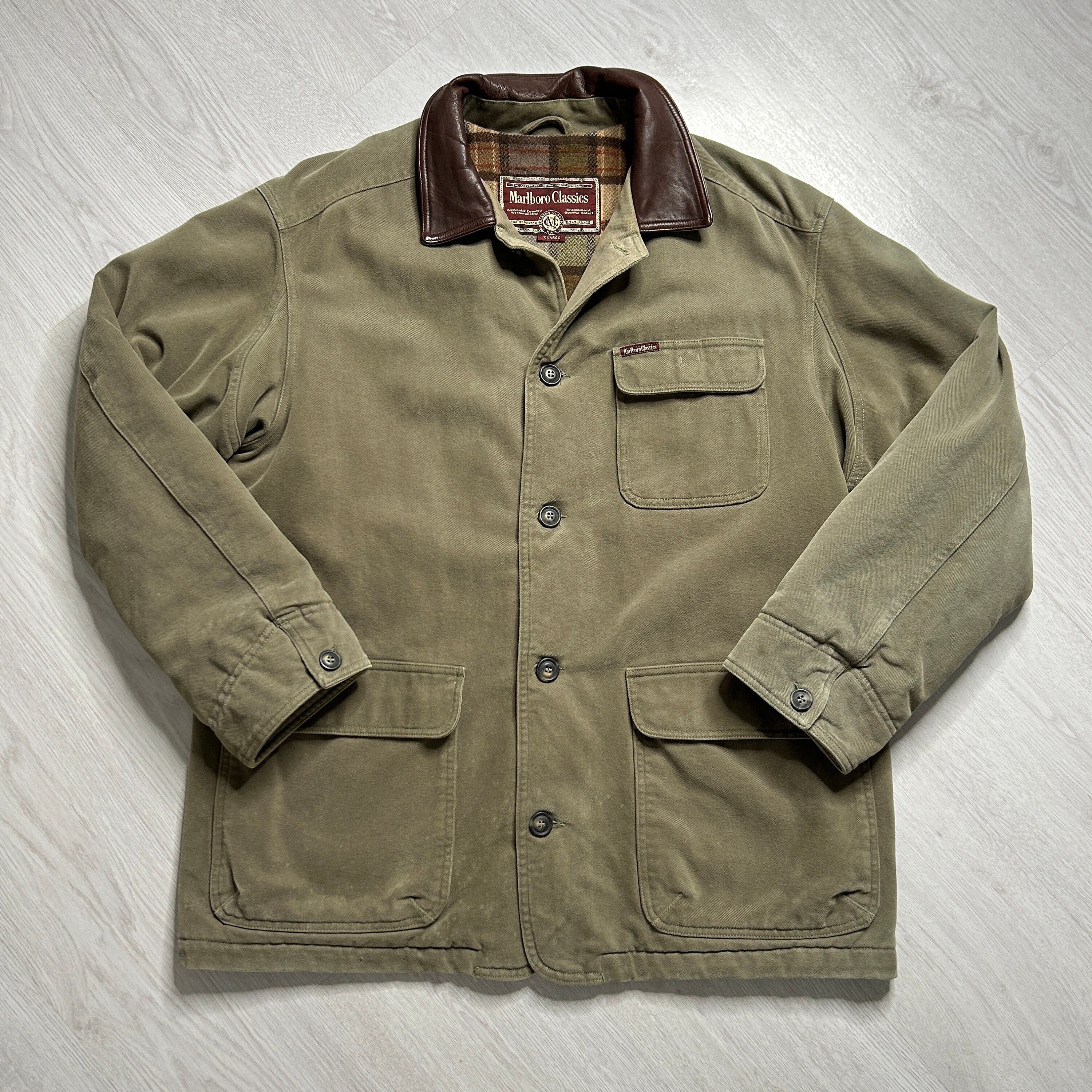 Marlboro Classics (XL) Men's Vintage Khaki Green Coat Harrington