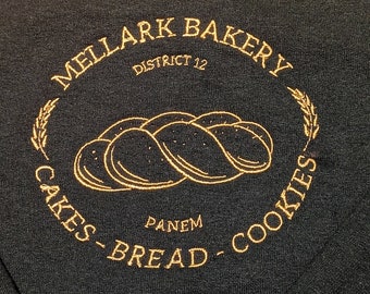 Peeta Mellark Bakery geborduurd sweatshirt met ronde hals, geïnspireerd door The Hunger Games