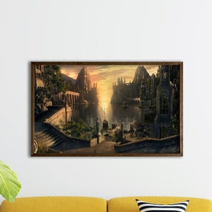 The Grey Havens Lotr der Ringe Leinwanddruck, fertig zum Aufhängen, Mithlond Leinwanddruck, Geschenk für Lotr Fan, Lotr Wandkunst, Lotr Print