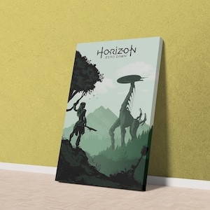 Minimalistisches Videospiel Poster - Horizon Zero Dawn, Kunstdruck, Gamer Geschenk, Geschenk für Ihn, Geschenk für Sie, Geek Kunst, Horizon Zero Dawn Poster, Legierung Poster