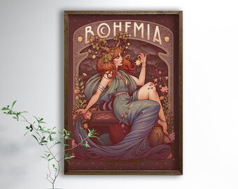 BOHEMIA ART Nouveau Boho chic shabby art flores decoración floral de la pared, decoración de la pared enmarcada, arte de la pared boho