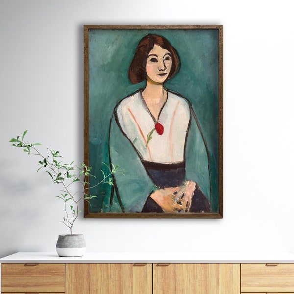 Woman in Green With a Carnation , Henri Matisse , Woman in Green, Artwork, inspirational art, exhibitonal, matisse art decor, matisse canvas