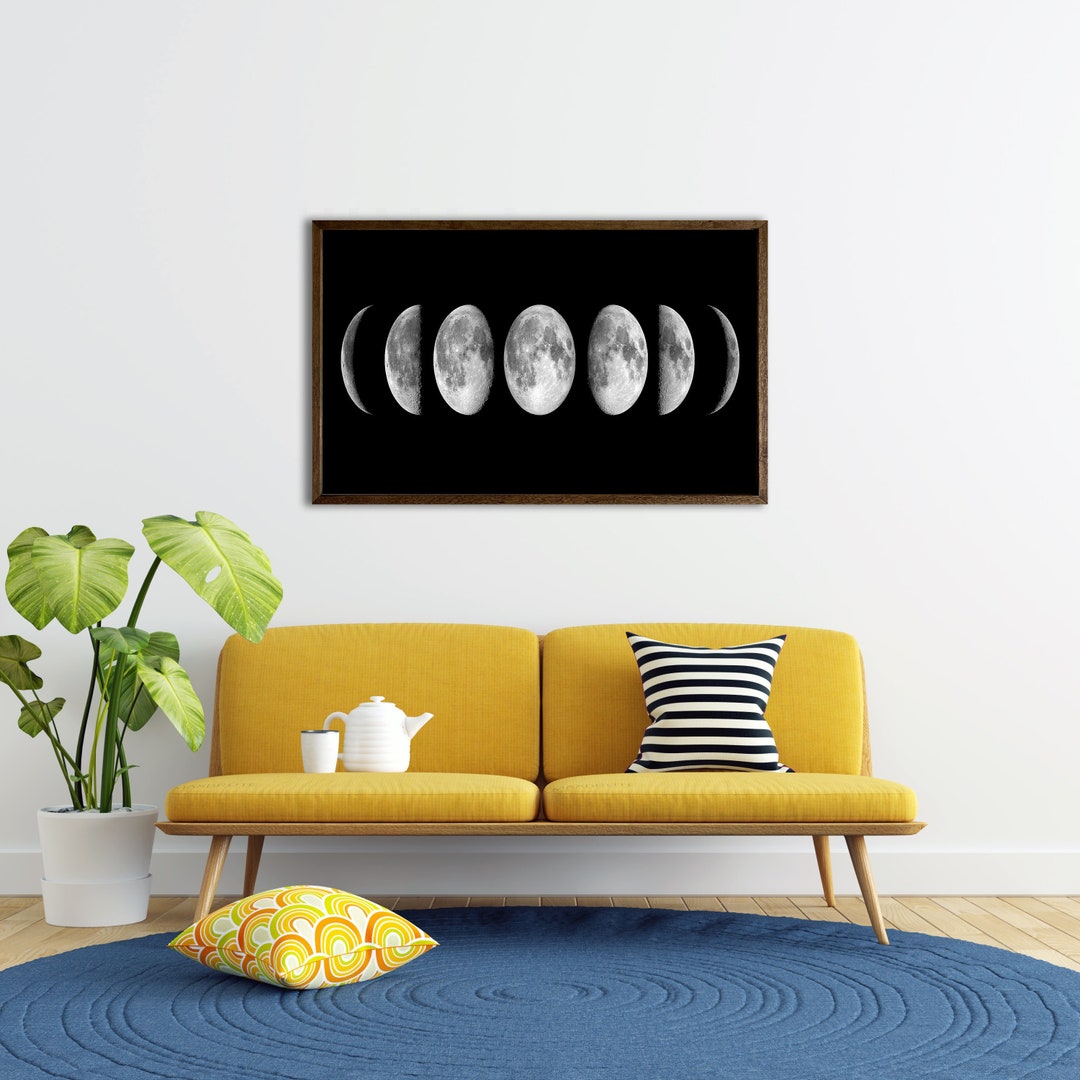 Moon Phases Canvas, Lunar Eclipse Canvas Art, Moon Phases Decor, Moon
