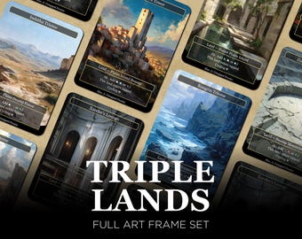 Triomes MTG Proxy Set of 10 — Tri Lands Borderless Full Art Cards, Commander EDH Mana Base