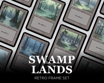 Swamp Basic Lands MTG Set of 10 — Retro Frame Custom Art Magic Lands, Commander EDH Deck Upgrade
