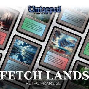 Retro Frame Fetch Lands-proxykaarten x 10 - complete set, aangepaste kaarten, aangepaste proxy-kunst (63 mm x 88 mm)