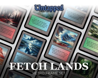 Retro Frame Fetch Lands Proxy Cards x10 - Complete Set, Custom Cards, Proxy Altered Art (63mmx88mm)