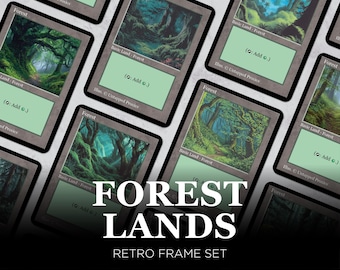 Forest Basic Lands MTG Set of 10 — Retro Frame Custom Art Magic Lands, Commander EDH Deck Upgrade