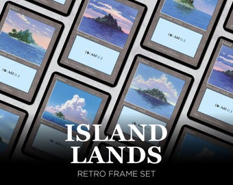Island Basic Lands MTG Set of 10 — Retro Frame Custom Art Magic Lands, Commander EDH Deck Upgrade