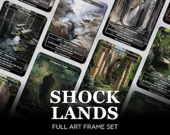 Shock Lands MTG Proxy Set of 10 — Borderless Full Art Playtest Cards, Commander EDH Mana Base
