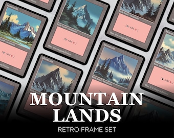 Mountain Basic Lands MTG Set of 10 — Retro Frame Custom Art Magic Lands, Commander EDH Deck Upgrade