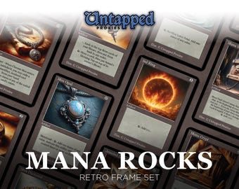 Retro Frame Mana Rocks Proxy Cards x13  - Complete Set, Custom Cards, Proxy Altered Art (63mmx88mm)