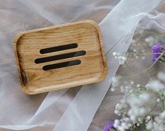 Porte-savon avec drain cuisine bac à savon de salle de bain, porte-savon en barre en bois fait à la main