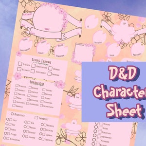 Cherry Blossom Sheet / DnD Character Sheet / PDF Printable DnD Character Sheet / Pink Character Journal / DnD 5E Sheet / D&D Notes
