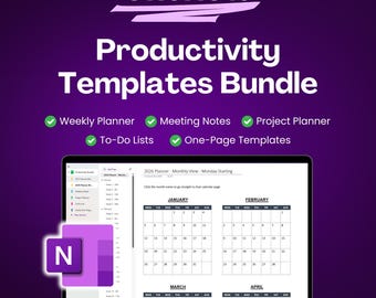 OneNote Productivity Templates Bundle | OneNote Digital Planner | OneNote Project Planner |  Meeting Notes | To-Do Lists & Templates