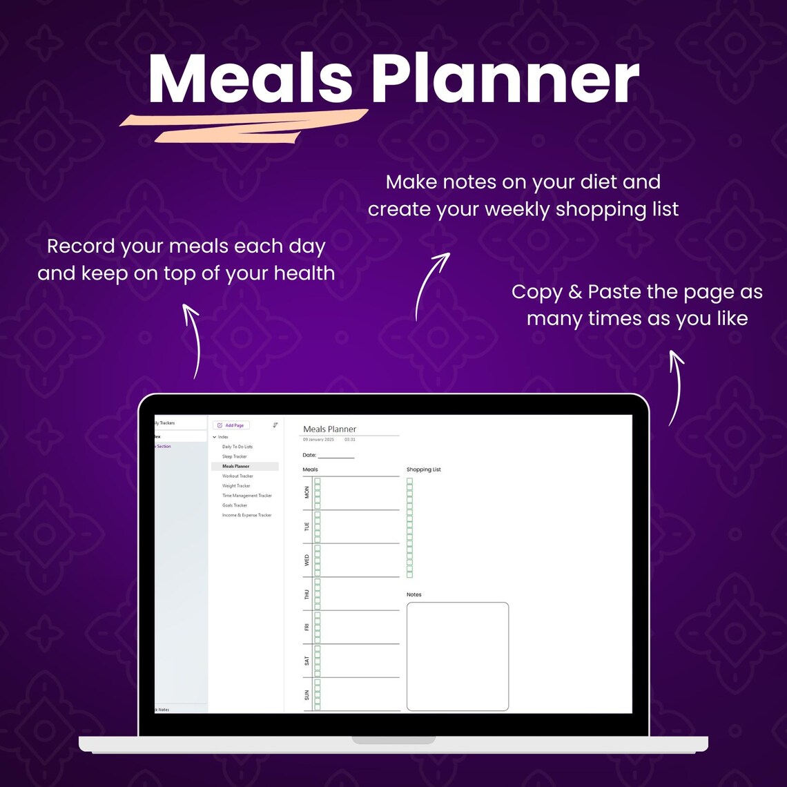 Onenote Daily Life Tracker Templates Bundle | To-do Lists, Sleep ...