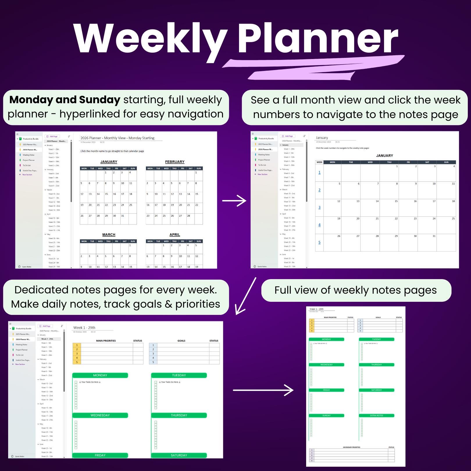 Onenote Productivity Templates Bundle | Onenote Digital Planner ...