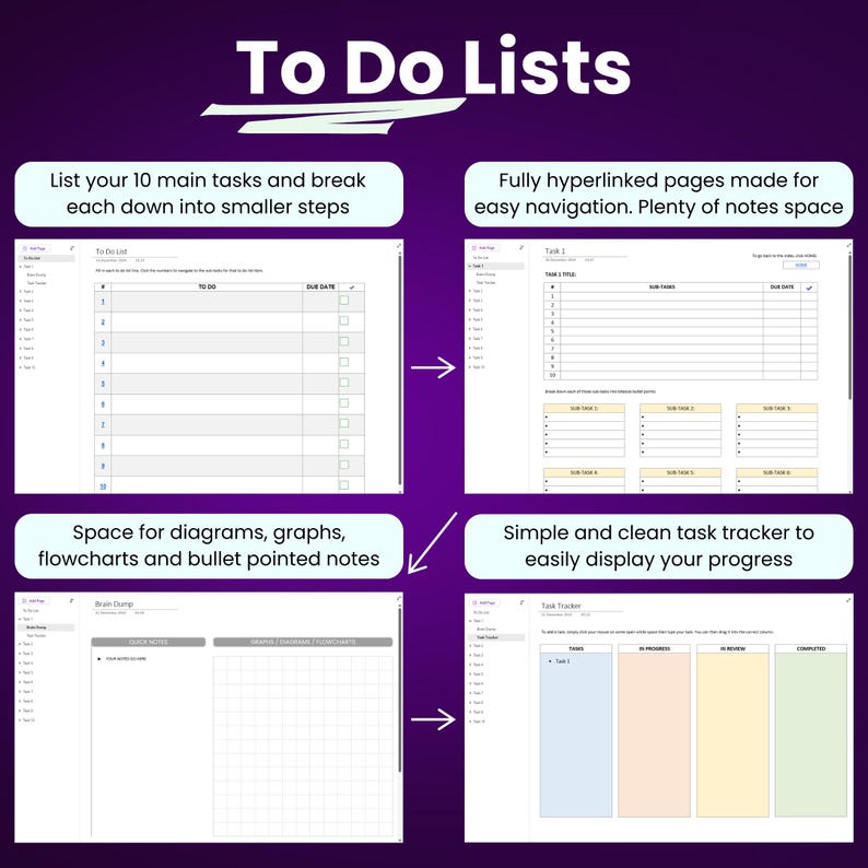 OneNote Productivity Templates Bundle | OneNote Digital Planner | OneNote Project Planner | Meeting Notes | To-Do Lists & Templates image 6