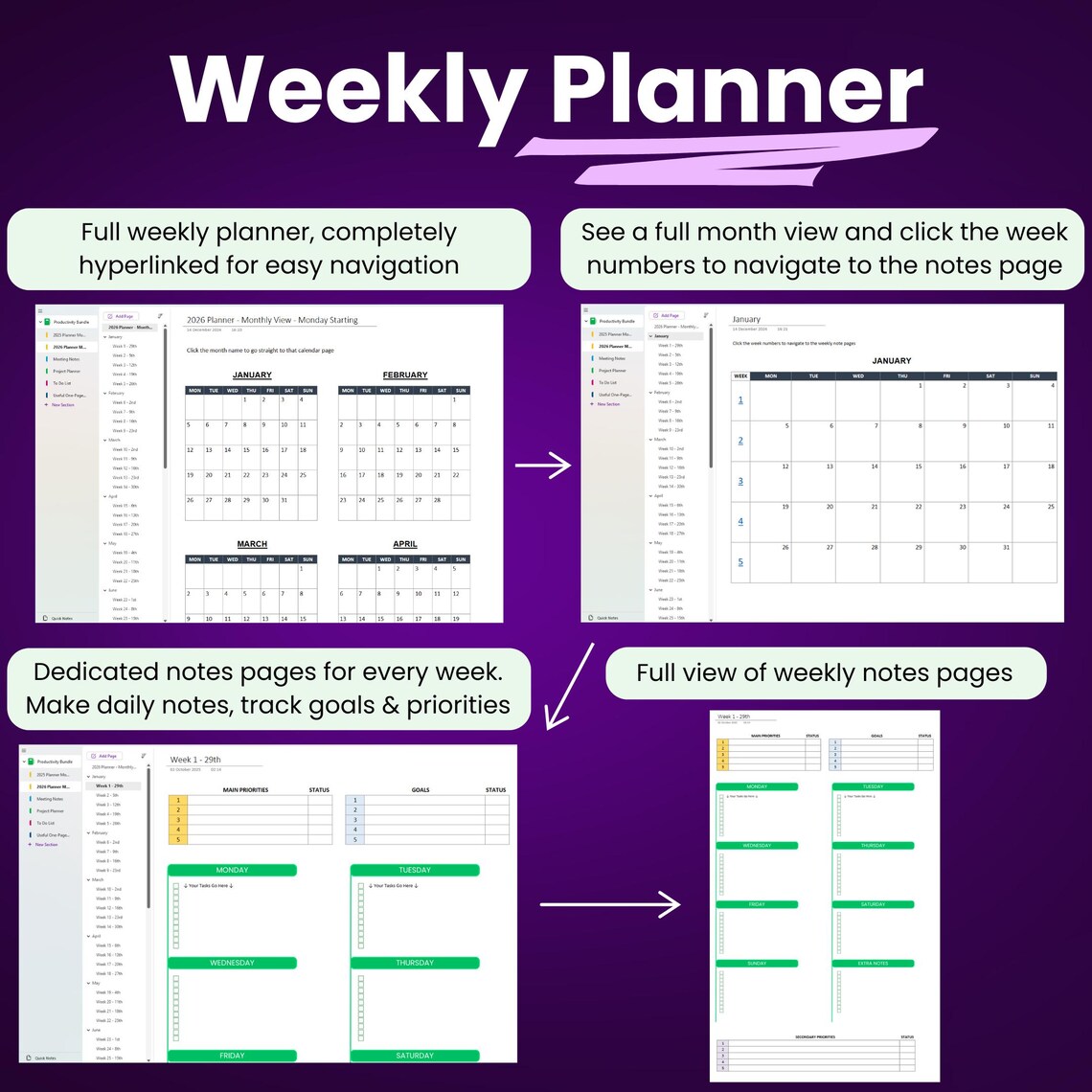 Onenote Productivity Templates Bundle | Onenote Digital Planner ...