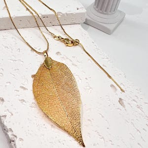 Real Leaf Necklace for Her 14K Gold Dipped Leaf Pendant Necklace Gold Necklace Valentines Day Gift For Her