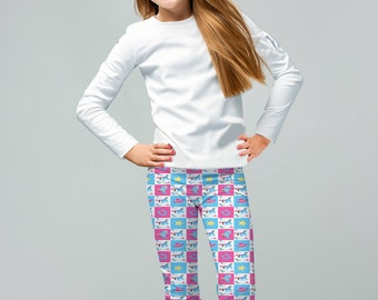 Girl and Toddler Leggings, Cowgirl leggings, bright colors leggings, Horses, hats and boots leggings, girls cowgirl leggings