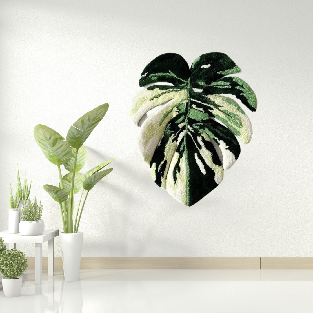 Handmade Monstera Leaf Rug for Living Room Decor Custom Leaf Etsy