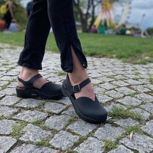 Black Platform Sandals, Ankle Strap Sandals, Womens Sandals, Womens Clogs, Orthopedic Sandals, Wooden Clogs, Barefoot Shoes, Clog Sandals