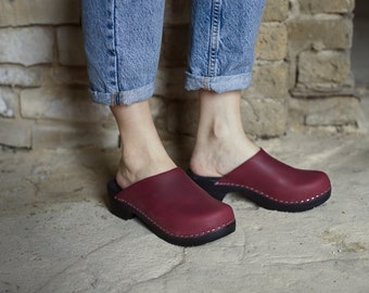 Zoccoli da allattamento in PU neri, comode scarpe ortopediche per donna con tacco basso, scarpe con suola in PU