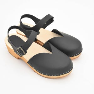 Brown Orthopedic Sandals, Mary Jane Clogs, Vintage-Inspired Leather Clogs: Stylish Wooden Sandals for Women image 12
