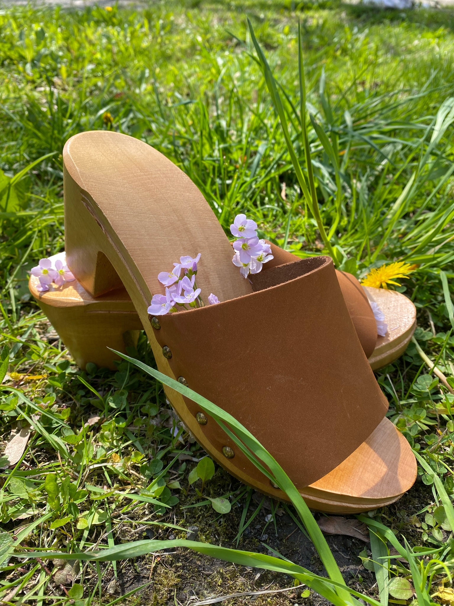 Retro 70s Wooden Platform Flip Flops: Open Toe High Heels Clogs