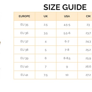Puede incluir: Gu&iacute;a de tallas para zuecos de mujer en tallas europeas, brit&aacute;nicas, estadounidenses y CM. La tabla muestra las tallas correspondientes en pulgadas y cent&iacute;metros. Los zuecos est&aacute;n disponibles en amarillo, marr&oacute;n y azul.