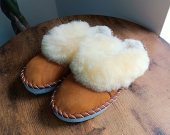 Merino fårskinnstofflor – Mysiga ullmockasiner, vinterskor