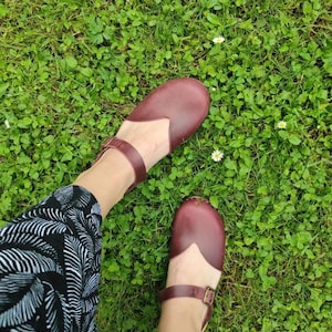 Brown Orthopedic Sandals, Mary Jane Clogs, Vintage-Inspired Leather Clogs: Stylish Wooden Sandals for Women image 8