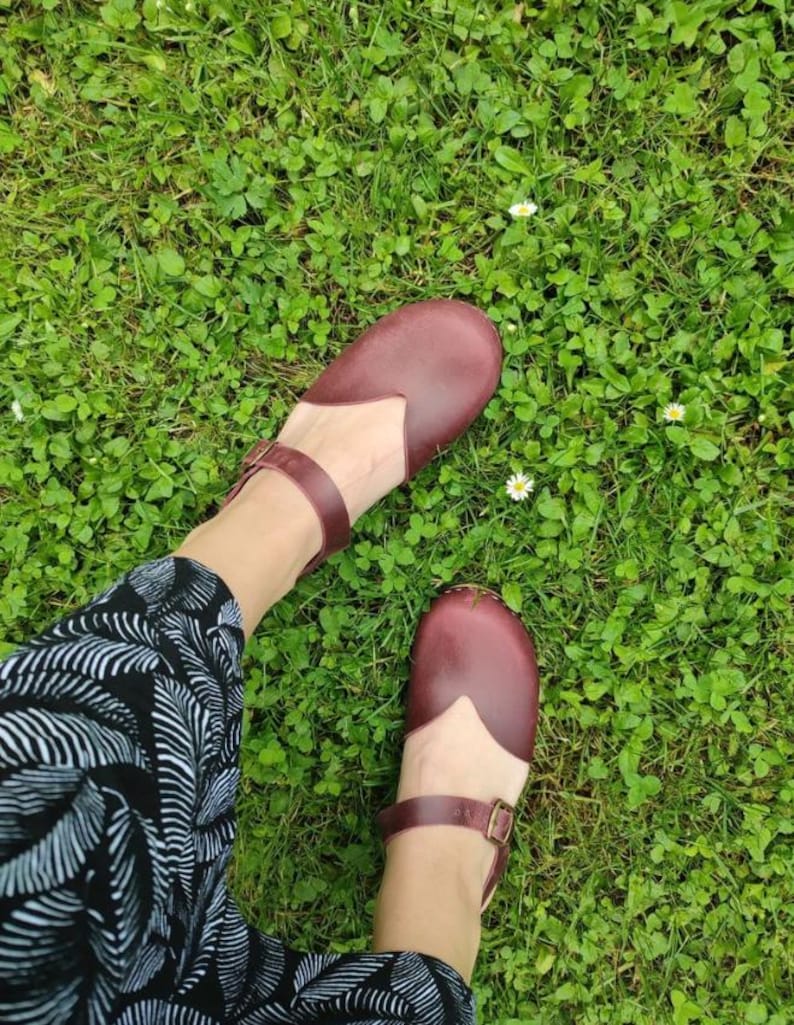 Brown Orthopedic Sandals, Mary Jane Clogs, Vintage-Inspired Leather Clogs: Stylish Wooden Sandals for Women image 8