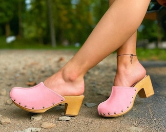 Mules Femme Kiara Shoes – Rose Corail – Talon Bloc 7 Cm – Fabriqué Italie – Neuf