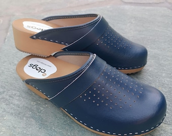 Handmade Swedish Men's Leather Clogs with Wooden Sole, Comfortable  Footwear, Barefoot Shoes Men