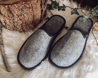 Handmade Felt Slippers, Wool House Shoes, Christmas Gift