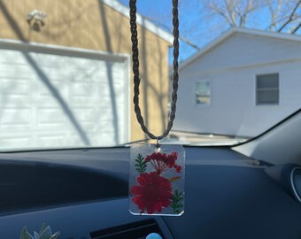 Resin Floral Car Mirror Hanging Decoration