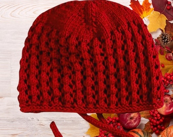 Strickanleitung für eine Babymütze (PDF, 7 Größen), einfach zu strickende, nahtlose Spitzenmütze