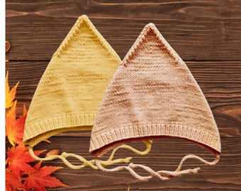 Modèle de tricot Pixie Bonnet : bonnet bébé elfe facile à tricoter (téléchargement PDF)
