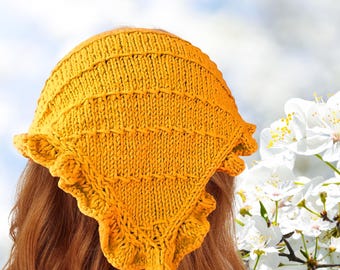Strickanleitung für Anfänger (PDF) – Rüschen-Bandana-Schal – Dreieckstuch für den Sommer