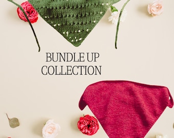 Bandana Knitting Pattern Bundle Up Collection PDF – 70s Hair Scarf & Triangle Retro Kerchief