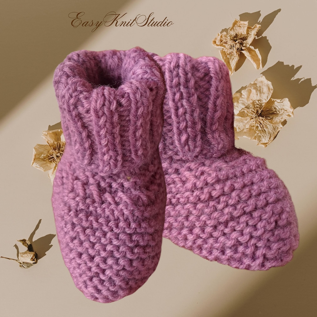 Simple Baby Booties Knit Pattern PDF, Circular Knitting Needles ...