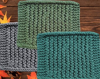 Knitted Coaster Pattern PDF, Textured Mug Rug, Cotton Knit Square, Easy DIY Home Decor